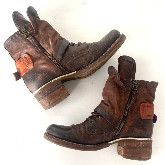 AS 98 Women’s Brown Leather Boots Sz 37, US 6-6.5 Boho Western Grunge Statement - Picture 11 of 13